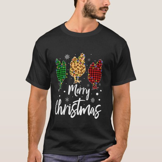 Kerstverlichting Buffel Plaid Santa Chicken Kerstm T-shirt (Voorkant)