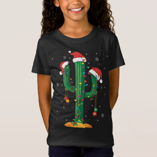 Kerstverlichting Cactus Lover Grappige Kerstmis Py T-shirt (Voorkant)