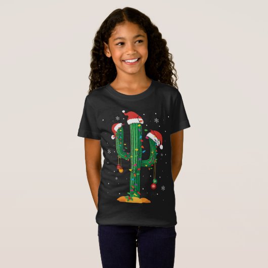 Kerstverlichting Cactus Lover Grappige Kerstmis Py T-shirt (Voorkant volledig)
