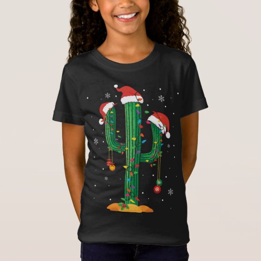 Kerstverlichting Cactus Lover Grappige Kerstmis Py T-shirt (Voorkant)