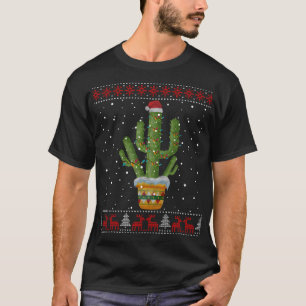 Kerstverlichting Cactus Lover Grappige Xmas Lelijk T-shirt