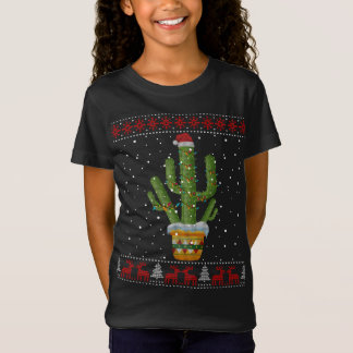 Kerstverlichting Cactus Lover Grappige Xmas Lelijk T-shirt