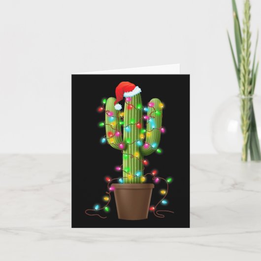 Kerstverlichting Cactus Lover Leuke kerstcadeaus v Kaart (Voorkant)