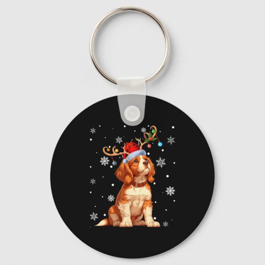 Kerstverlichting Cavalier King Charles Spaniel Ker Sleutelhanger (Voorkant)