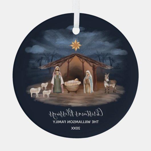 kerstverlichting Christelijk Glas Ornament (Achterkant)