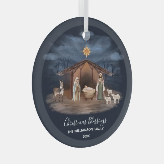 kerstverlichting Christelijk Glas Ornament (Voorkant Rechts)