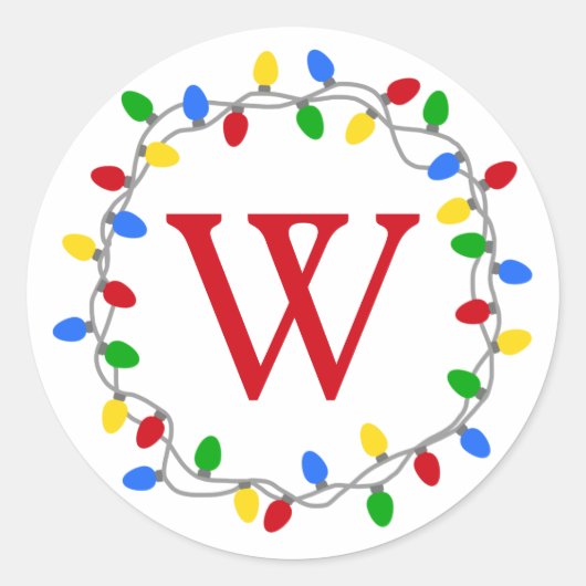 kerstverlichting | Cirkelkrans gepersonaliseerd Ronde Sticker (Voorkant)