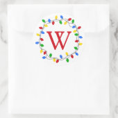 kerstverlichting | Cirkelkrans gepersonaliseerd Ronde Sticker (Tas)