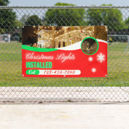 Kerstverlichting decoraties op maat geïnstalleerd spandoek