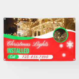 Kerstverlichting decoraties op maat geïnstalleerd spandoek
