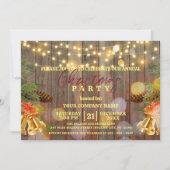 Kerstverlichting dennenappels klokken op rustiek h kaart (Voorkant)