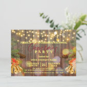 Kerstverlichting dennenappels klokken op rustiek h kaart (Staand voorkant)