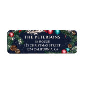 Kerstverlichting dennentakken sneeuwblauw feesteli etiket (Voorkant)