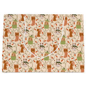 Kerstverlichting Dieren Patroon Geel Groot Cadeauzakje (Voorkant)