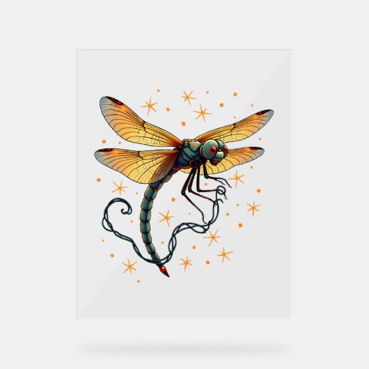 Kerstverlichting Dragonfly Acryl Bord (Voorkant)