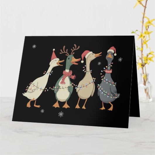 Kerstverlichting Ducks Funny Animals Boerderij Lov Kaart (Gele Bloem)