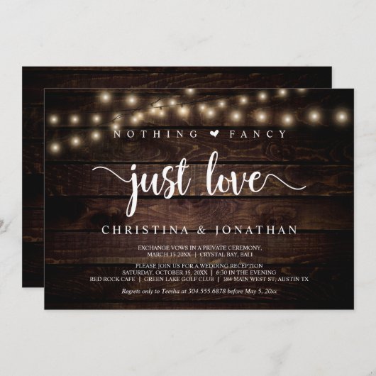 Kerstverlichting, Elopement, Niets fancy gewoon li Kaart (Voorkant / Achterkant)