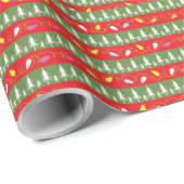 Kerstverlichting en bomen cadeaupapier (Rol Hoek)
