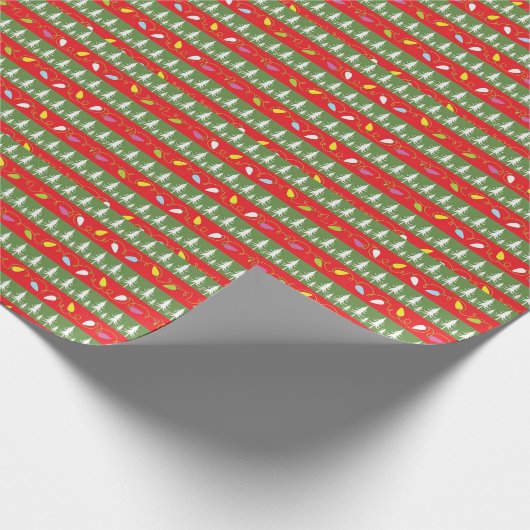 Kerstverlichting en bomen cadeaupapier (Hoek)