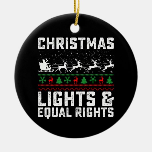 Kerstverlichting en gelijke rechten feminist keramisch ornament (Voorkant)