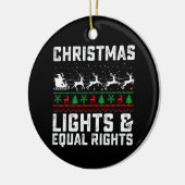 Kerstverlichting en gelijke rechten feminist keramisch ornament (Links)