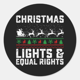 Kerstverlichting en gelijke rechten feminist ronde sticker