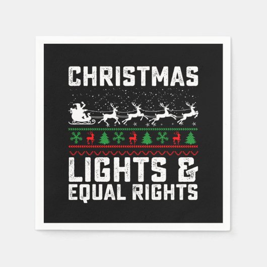 Kerstverlichting en gelijke rechten feminist servet (Voorkant)