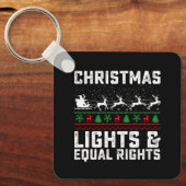 Kerstverlichting en gelijke rechten feminist sleutelhanger (Voorkant)