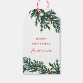 Kerstverlichting en groen cadeaulabel (Voorkant)