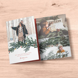 Kerstverlichting en groen Foto Drieluik Wenskaart