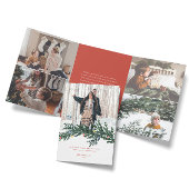 Kerstverlichting en groen Foto Drieluik Wenskaart