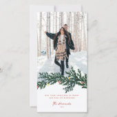 Kerstverlichting en groen Foto Feestdagenkaart (Voorkant)