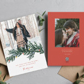 Kerstverlichting en groen Foto Feestdagenkaart