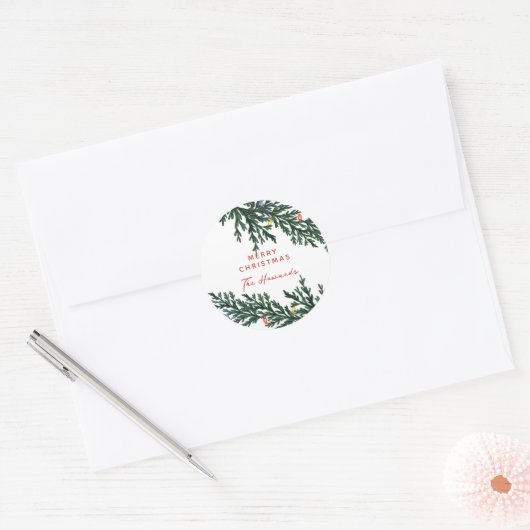 Kerstverlichting en groen ronde sticker (Envelop)