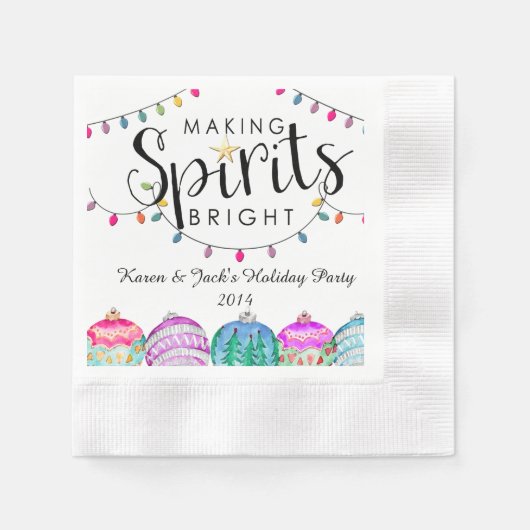 Kerstverlichting en Ornamenten Cocktail servetten (Voorkant)
