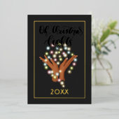 Kerstverlichting Familie Fotocollage Folie Feestdagenkaart (Staand Voorkant)