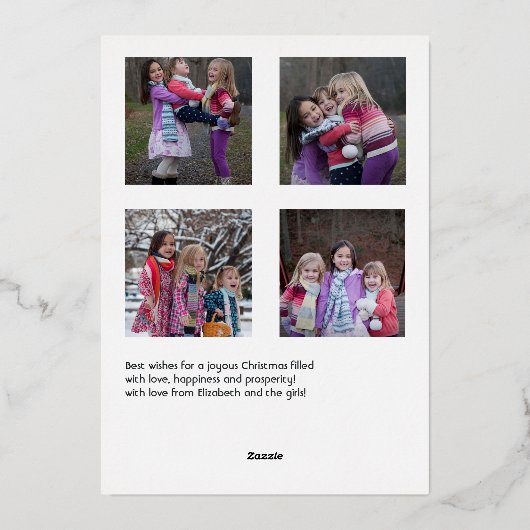 Kerstverlichting Familie Fotocollage Folie Feestdagenkaart (Achterkant)