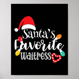 Kerstverlichting Favoriete serveerster Kerstman H Poster