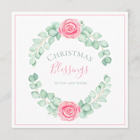 kerstverlichting Floral Eucalyptus Holiday Card (Voorkant)