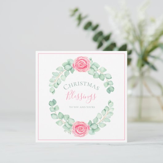 kerstverlichting Floral Eucalyptus Holiday Card (Staand voorkant)