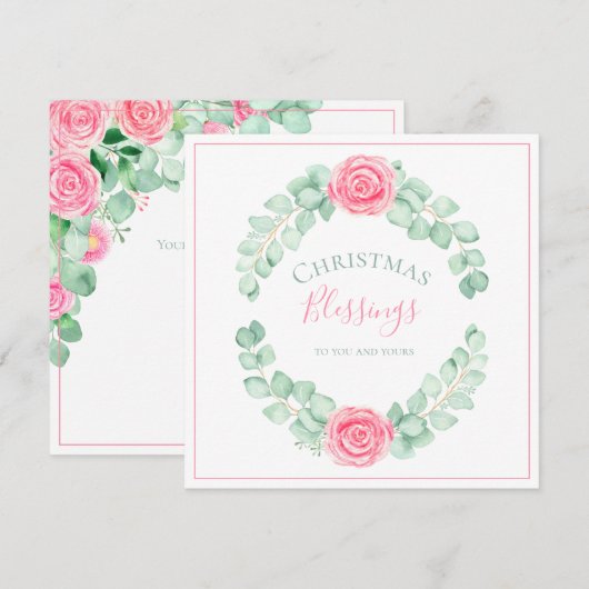 kerstverlichting Floral Eucalyptus Holiday Card (Voorkant / Achterkant)