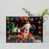 Kerstverlichting & Foto Folie Uitnodiging (Staand Voorkant)