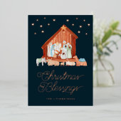 kerstverlichting Foto Roos Gold Folie Feestdagenkaart (Staand Voorkant)