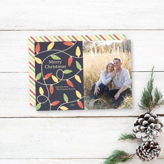 Kerstverlichting Fotokaart -  stijl Feestdagenkaart