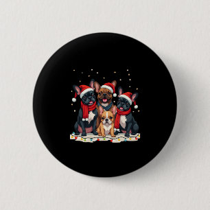 Kerstverlichting Franse Bulldogs Xmas Frenchie Dog Ronde Button 5,7 Cm