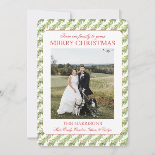 Kerstverlichting Garland Een foto  Feestdagenkaart (Voorkant)