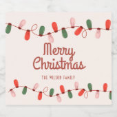 Kerstverlichting Gekleurd Vrolijk Kerstmis Adres Sparkling Wijnetiket (Enkel label)