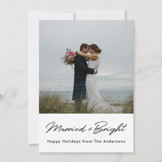 Kerstverlichting Getrouwd en Bright Pas getrouwd F Feestdagenkaart (Voorkant)
