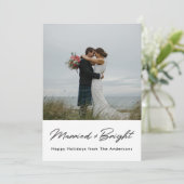 Kerstverlichting Getrouwd en Bright Pas getrouwd F Feestdagenkaart (Staand voorkant)