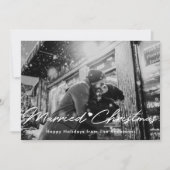 Kerstverlichting Getrouwd Kerstmis Foto Overlay Feestdagenkaart (Voorkant)